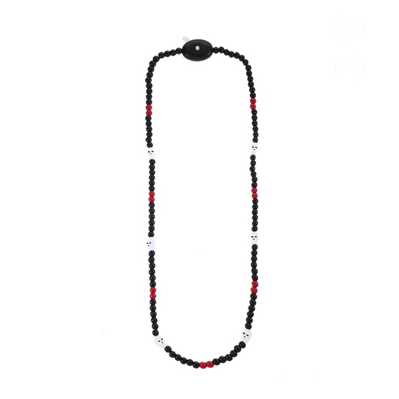 Way to Celebrate Halloween Black Beaded Necklace with Light-up Skulls, 1 Piece - Picture 2 of 4